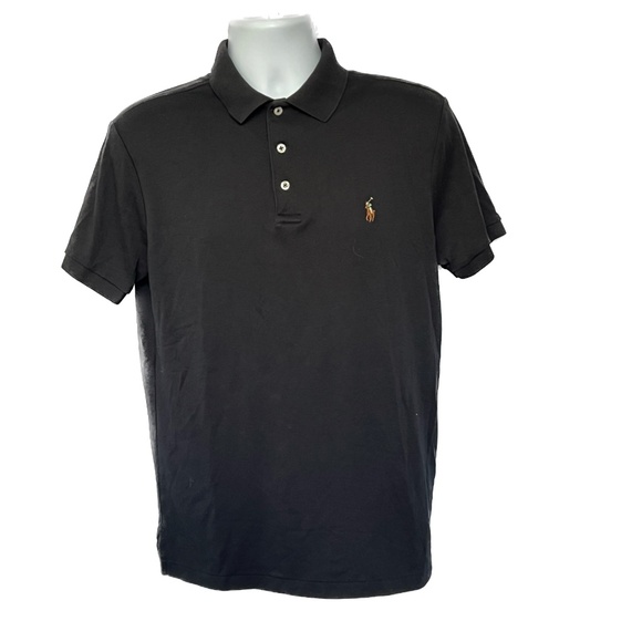 Polo Ralph Lauren Mens Shirt Custom Slim Fit Sz Medium Black Cotton Color Pony - Picture 1 of 7
